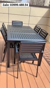 Bộ bàn ghế sân vườn ngoài trời HCN Bộ bàn ghế ban công ngoài trời nhôm đúc Bàn ghế ngoài trời - VN09