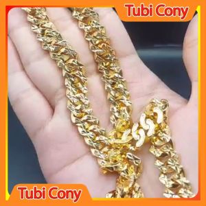 Dây chuyền nam mạ vang chạm 4D chạm khắc hoa văn D2011-303-DX1 - Tubi Cony khóa hộp mạnh mẽ