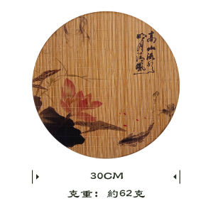 New Chinese Zen Style round Bamboo Tea Mat Tea Table Pad Dining Table Mat Bamboo Woven Cup Mat Tea Ceremony Accessories