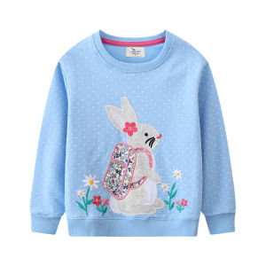Jumping Meters New School Animals Embroidery Autumn Spring Childrens Girls Sweatshirts Long Sleeve Toddler Kids Sport Shirts