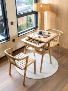 ZIYEYANGTAI | Sliding Tea Table and Chairs Set Compact Spaces