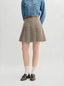 DUSHU | Asymmetrical Pleated A-Line Flare Dress Autumn High-Waist