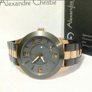 Jam tangan Wanita Alexandre christie 2358L tali rantai bulat analog original