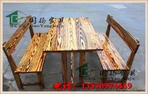 Fire Wood Outdoor Desk-Chair Solid Wood Dining Table and Chair Snack Table Square Barbecue Bar Table and Chair Restaurant Bistro Table and Chair