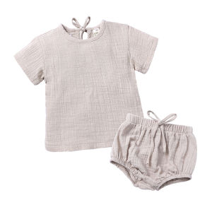 Cute Baby Outfit Set Summer Clothes Two-Piece Suit Childrens Apparel Spring Upperwear Shorts Set Pure Cotton Solid Color