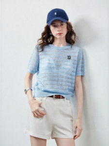 Toyouth | Bamboo Nub Yarn Blouse Women Breathable Hollow Texture Slim
