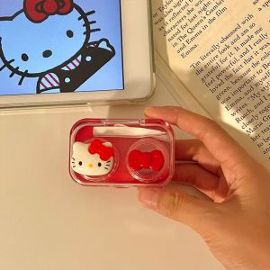 Miniso | Bộ Dụng Cụ Đựng Kính Áp Tròng Hello Kitty Hoạt Hình Dễ Thương Kèm Nhíp Và Que Nối Hộp Đựng Nhỏ Gọn Chống Rò Rỉ Tiện Lợi Khi Đi Du Lịch Dành Cho Kính Áp Tròng