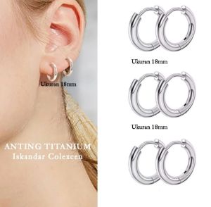 Anting Titanium Silver Polos Terbaru Perhiasan Wanita Pengganti Emas