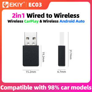EKIY 2in1 Wireless CarPlay Adapter Wireless Android Auto Dongle AI Smart Box Car Intelligent Systems For Car With Wired CarPlay