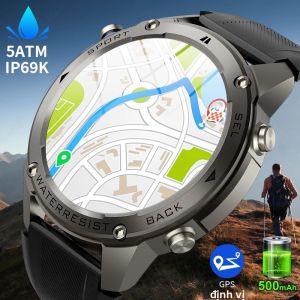 Đồng Hồ Thông Minh GPS Quân Sự Dành Cho Nam Ngoài Trời Chống Nước 5ATM Hỗ Trợ Bơi Lội Gọi Bluetooth Pin 500mAh La Bàn Tương Thích Android Màn Hình AMOLED HD