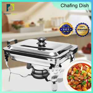 Stainless Steel Square Hot Pot 6.8L Food Warmer Dish High Quality Chafing Dish with Lid picnic stove Buffet with Alcohol Holder