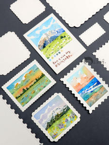 Pure Cotton Watercolor Paper Stamp Bookmark Illustration Photography Props Cotton Bowknot Edged Watercolor Paper Art Supplies