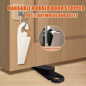 Door Stops Wedge Shaped Rubber Door Stops Non-Slip Black Door Buffers for Office Home Baby Safe Floor Door Stopper windproof rubber door stopper practical door stopper safety door card non punching soft plastic movable door stopper Made in Japan