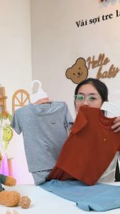 Bộ áo cộc quần dài Arich vải sợi tre Petit an toàn mềm mát màu trơn quần áo trẻ em bé trai bé gái (9 tháng đến 6 tuổi)