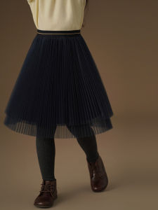 Casual Fleece Lined Pleated Skirt for Girls Simple A-Line Mini Skirt Autumn Winter Childrens Clothing Polyester Fiber Short Skirt