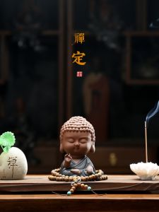 Zisha Clay พระพุทธรูปเซรามิคงานศิลปะ Zenเครื่องประดับชาสไตล์จีนสัตว์เลี้ยง Lotus ดอกไม้ธูป Line อุปกรณ์เสริมชา