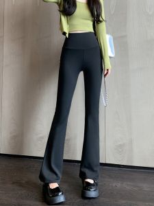 High Waist Shark Skin Micro Flared Pants Womens Yoga Casual Trousers Thin Tight Leggings Spring Autumn plus Size Fashion
