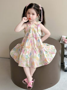 Princess Style Floral Print Cotton Summer Dress for Girls Lightweight Breathable Baby Girl Dress Easy to Wear And Wash