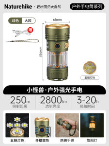 Naturehike Mini LED ไฟฉายพกพา ทนทาน ระยะไกล สำหรับการปีนเขา กลางแจ้ง ไฟ LED แบบชาร์จไฟได้ 3 ระดับ