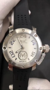 Max XS36 Trendy Sports Silver Steel/White Dial Silicone Strap Womens Watch 36mm 5-MAX550