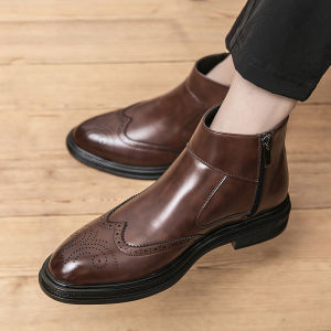 NUDANLAI | High Top Insulated Vintage Brogue Boots