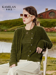 KAMILAN Vintage Short Hollow out Knitted Cardigan Womens Autumn New Style Sweater Outerwear Loose Fit Long Sleeve Citywalk