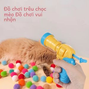 Bộ Đồ Chơi Súng Bắn Thú Nhồi Bông Tương Tác Trò Chơi Bắn Súng Mini Với Bóng Nhồi Bông Co Giãn Đồ Dùng Cho Mèo Vui Chơi Yên Tĩnh