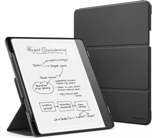 MoKo Stand Case for Kindle Scribe (2024/2022 Released) - Premium Leather Trifold Stand Cover with Pen Holder Auto Sleep/Wake for 10.2" Amazon Kindle Scribe 2024/2022 Protect Case Cover
