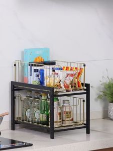 Rak Dapur Bawah Wastafel Kitchen Rack Rak Kabinet Lemari Dapur Keranjang Geser Laci Rak Tarik Rak besi penyimpanan