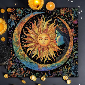 Table Cloth Rectangular Table Cloth Vintage Sun Moon Tarot Altarpiece Polyester Tablecloths Tarot Reading Oracle Card Decoration