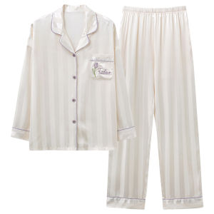 MiiOW | Luxurious Ice Silk Sleepwear Womens Home Clothes Spring Autumn New Style Summer Outdoors Long Sleeve Short Skirt Cardigan