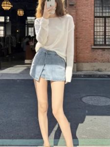 NUMEN BUTTON | Slimming Elegant Womens Summer Leisure Set Shirt Skirt