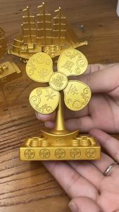 Good Luck Windmill Fortune Tree Wealth Rolling Opening Gift Ornaments 9cm*6.8cm*7.5cm Alloy Money Tree Rotating Fan for couples wedding housewarming Good Luck
