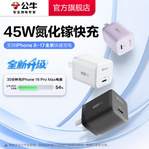 Bull 17 Preferred Fast Charger 45W Nitrogen Gallium Phone Charging Head Type-C Data Cable Compatible with 15 16 Models
