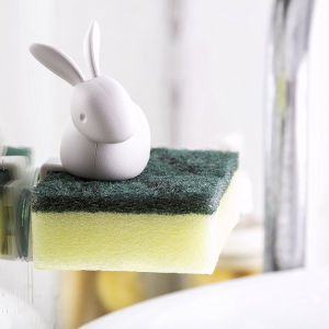 Creative Israeli Rabbit Suction Cup Dishwashing Sponge Holder Kitchen Storage Rack Wall Mounted Plastic Organizer for Sponges