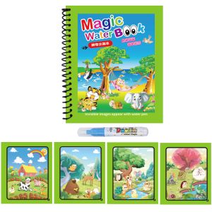 Reusable Coloring Water with Water Pen Children Graffiti Magic Water Painting Book Sensory Early Education Puzzle Drawing Toys