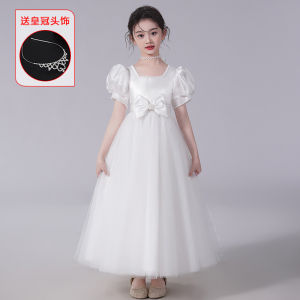 Váy Công Chúa Cho Bé Gái Mùa Hè Váy Trẻ Em Biểu Diễn Váy Cưới Trắng Cho Bé Gái Váy Xếp Ly Cho Bé Gái Váy Cotton Polyester