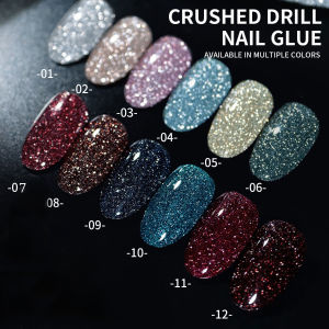 12Colors Reflective Disco Diamonds Gel Nail Polish With the Holographic Glitter Diamond Collection Neon Semi Gel Nail Polish