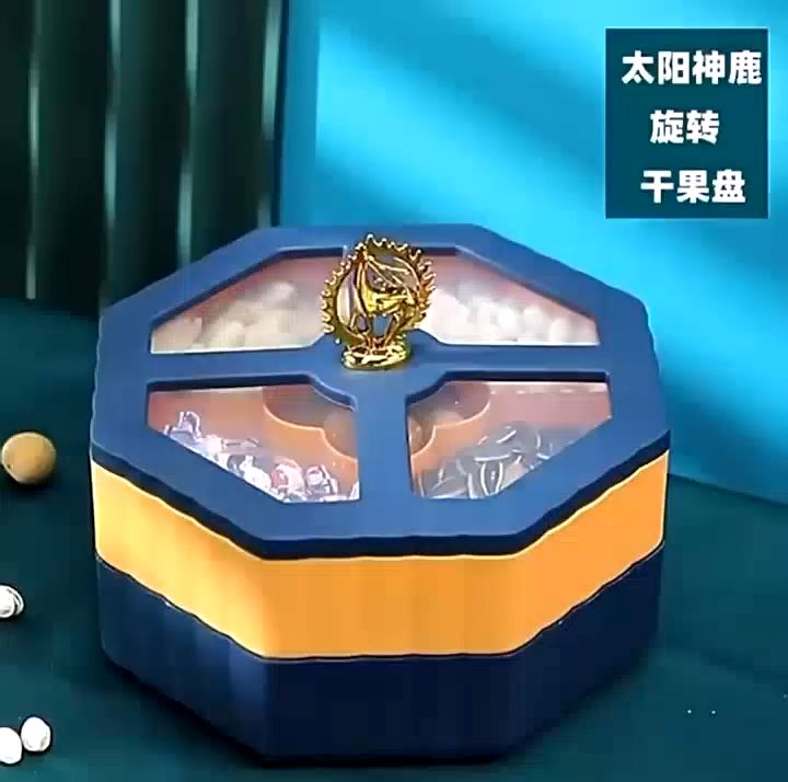 ZY03-Toples Motif  Rusa Matahari Bisa Putar Toples Makanan 2 Tingkat