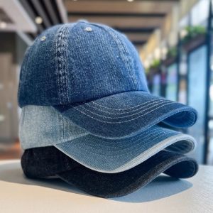 New Fashion Denim Baseball Cap For Women Men Solid Color Adjustable Outdoor Sun Visors Hat Punk Hip Hop Dad Trucker Ponytail Cap
