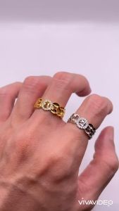 Nhẫn kim tiền titan đính đá bền màu Nhẫn nữ đẹp kiểu dáng kim tiền chất liệu bằng titan mã 41 trangsucmoiluatuoi.RIN