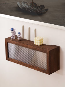 Solid Wood Dustproof Set-Top Box Patch Board Storage Rack Wall-Mounted WiFi Optical Modem Router Storage Box Living Room Wall