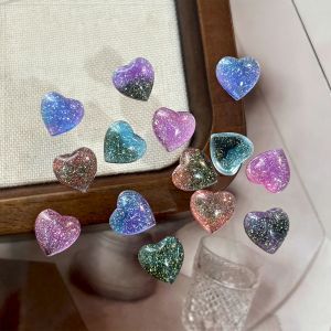 30Pcs Gradient Glitter Love Star Nail Charms Mixed Colors   Pentagram Peach Heart Nails Decoration Kawaii Manicure  Accessories