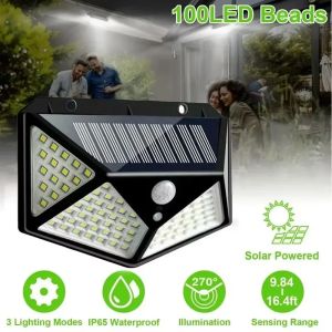 ESMARTER | 1/2/4/6Pcs 100 LED Wall Lights Outdoor Solar Lamp PIR Motion Sensor Solar Powered Sunlight Street Light for Garden Decoration