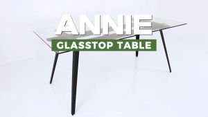LOFT Design ANNIE 180x90CM Tempered Glass Top Dining Table meja makan-Black