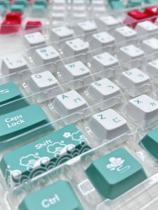 Corals Sea OEM Transparent Keycaps PBT Five-Sided Heat Sublimation 123 Mechanical Keyboard Caps Taiwan Sound Note Characters