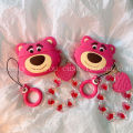 Cute Silicone Strawberry Bear Lanyard Compatible with Apple AirPods4/3 Gen pro Protective Case And Bluetooth Earphone Cover. 