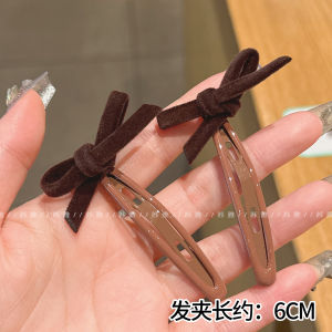 Velvet Butterfly Knot Hair Clips Womens Side Bangs Forehead Hair Accessory BB Clip Break Clip Headwear 2 Pack Fashionable Hair Accessories