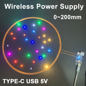 USB 5V 200mm Wireless Power Supply Transmitter Coil 5x Receiver LED Induction Light Lamp DIY Model Gundam Diorama Robots Toy Car