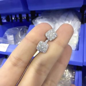 Huitan Simple Square-shaped Stud Earrings Women Inlaid Shiny CZ Versatile Ear Piercing Accessories for Teens Statement Jewelry